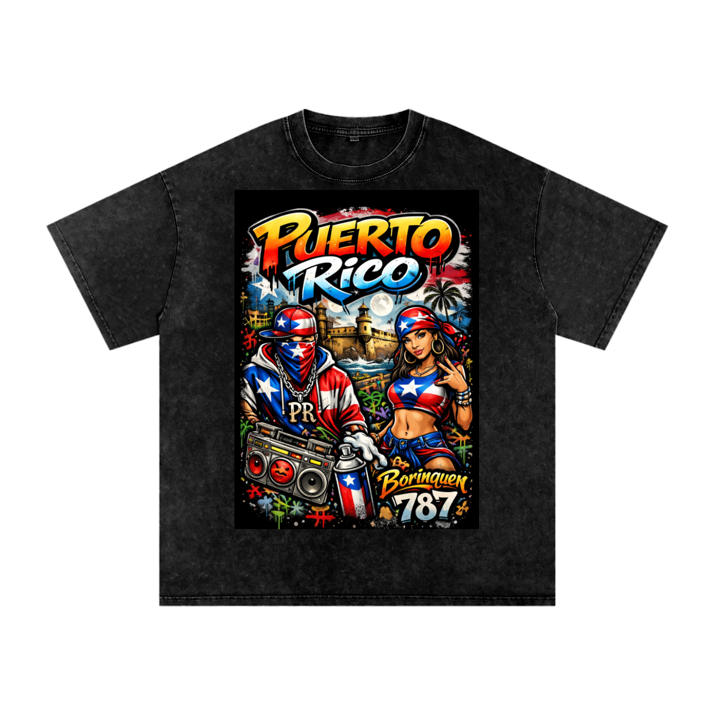 Island Creations by Michy - Urban Puerto Rico Graphic T-Shirt, 100% Premium Cotton Unisex Streetwear Tee