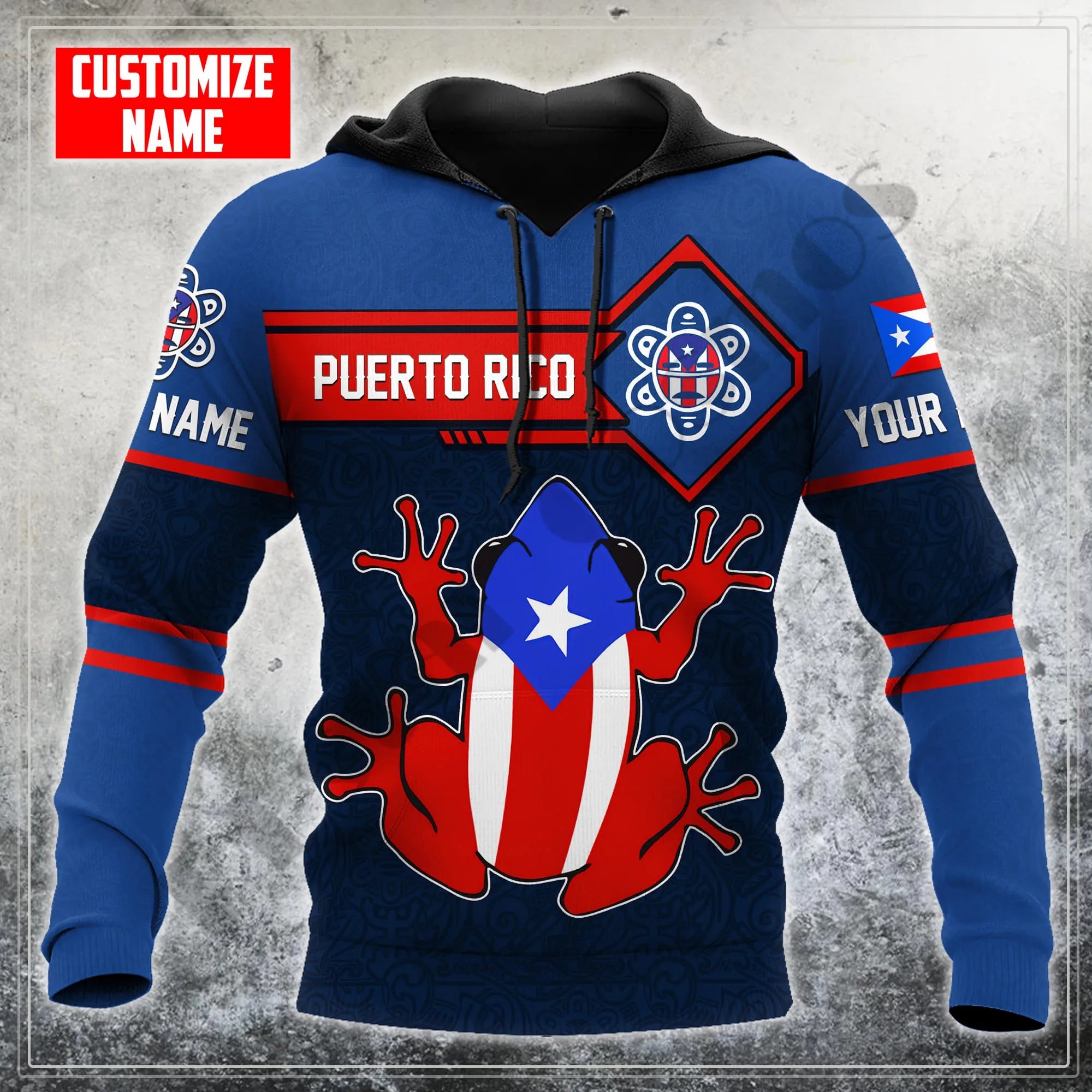 PLstarCosmos 3Dprint Newest Puerto Rico Flag Frog Custom Name Harajuku Streetwear Causal Unique Unisex Hoodies/Sweatshirt/Zip 1