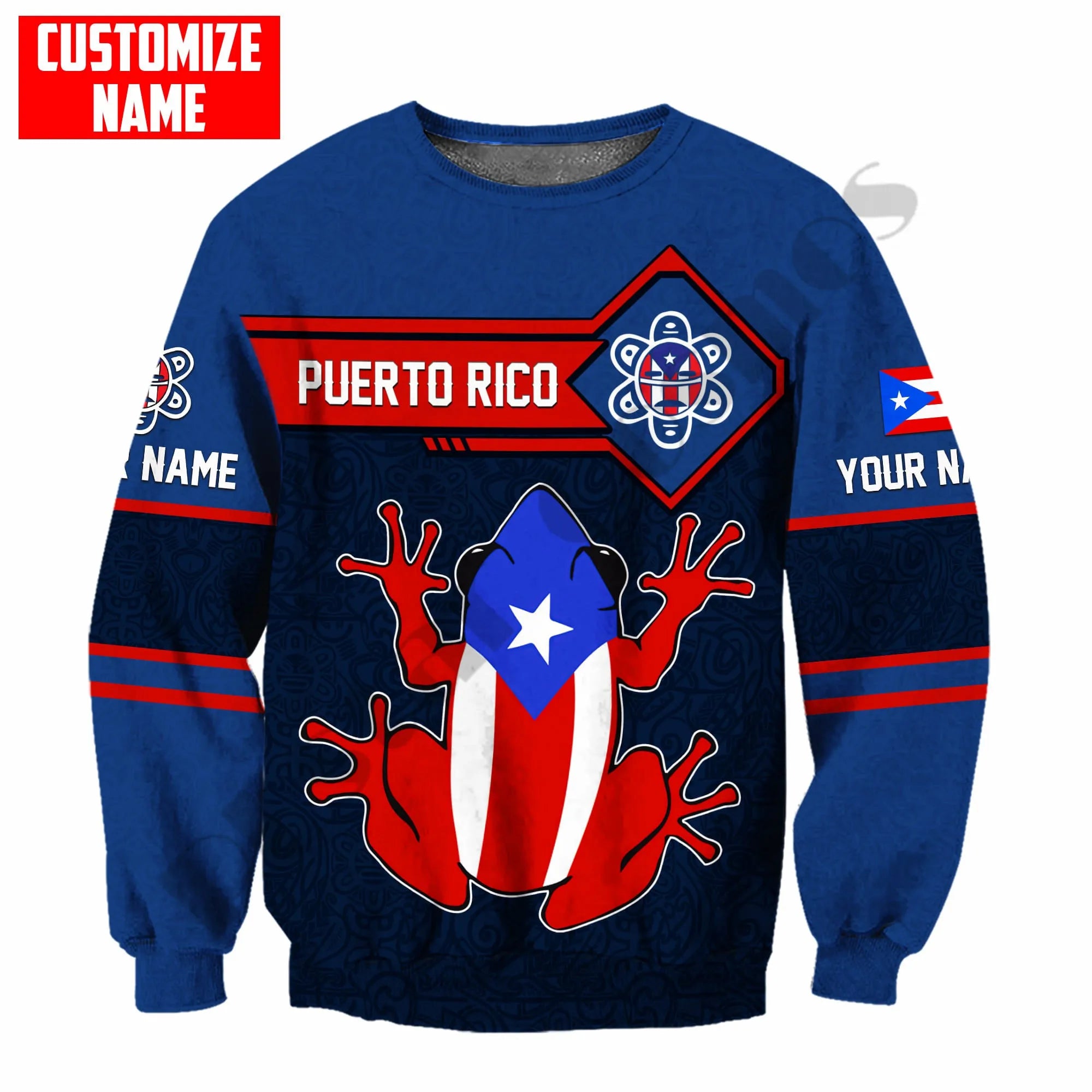 PLstarCosmos 3Dprint Newest Puerto Rico Flag Frog Custom Name Harajuku Streetwear Causal Unique Unisex Hoodies/Sweatshirt/Zip 1