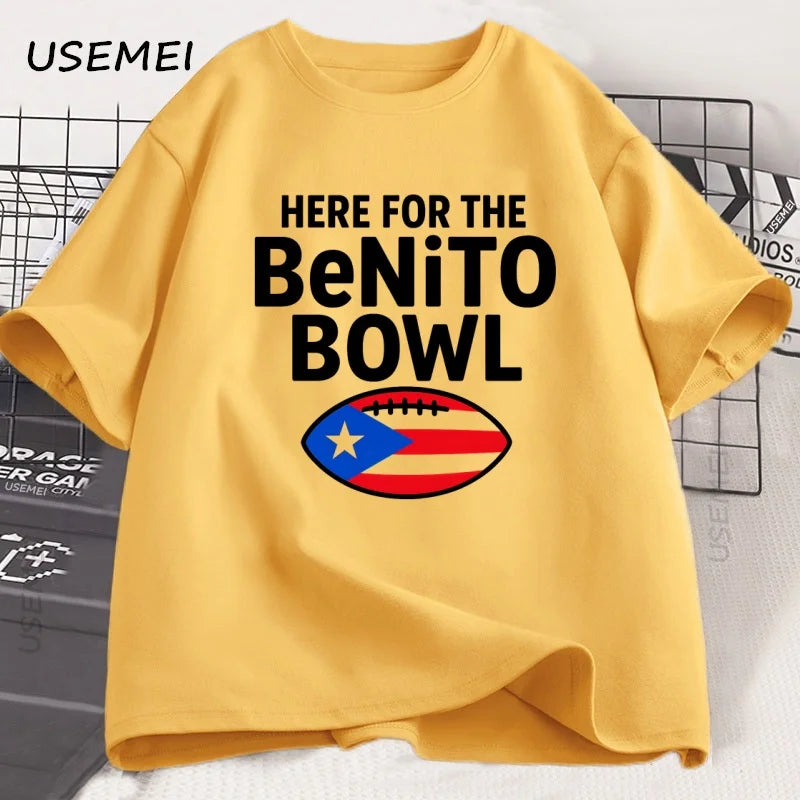 Here for The Benito Bowl T Shirt Puerto Rican Football Bad Bunny Tee Shirt Superbowl Halftime Graphic T Shirts Cotton Clothes