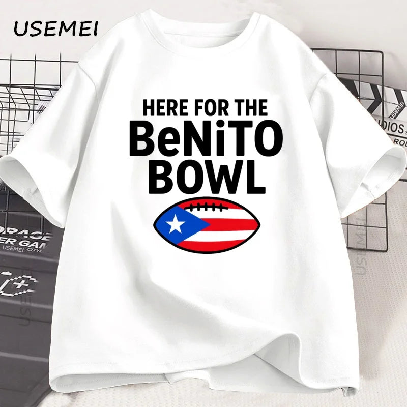 Here for The Benito Bowl T Shirt Puerto Rican Football Bad Bunny Tee Shirt Superbowl Halftime Graphic T Shirts Cotton Clothes