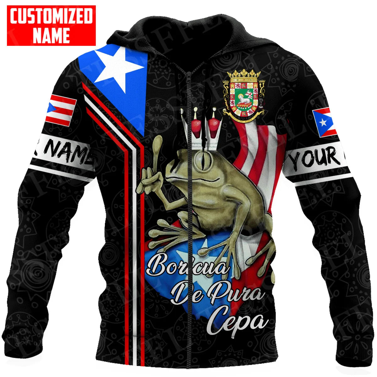 Custom Name Puerto Rico Boricua Borikén Tattoo Retro Tracksuit Vintage 3DPrint Harajuku Casual Funny Pullover Jacket Hoodies X23