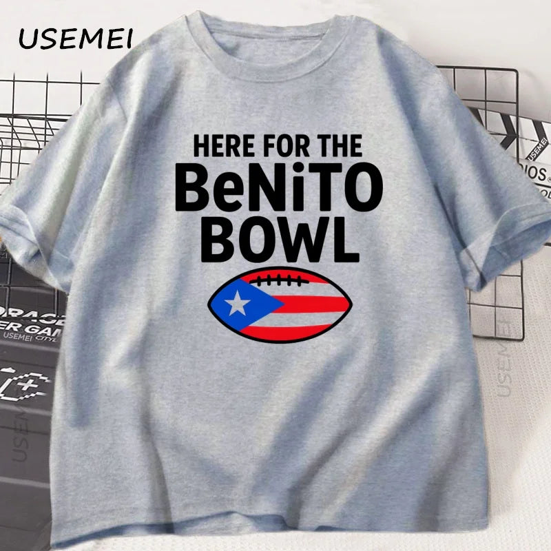 Here for The Benito Bowl T Shirt Puerto Rican Football Bad Bunny Tee Shirt Superbowl Halftime Graphic T Shirts Cotton Clothes