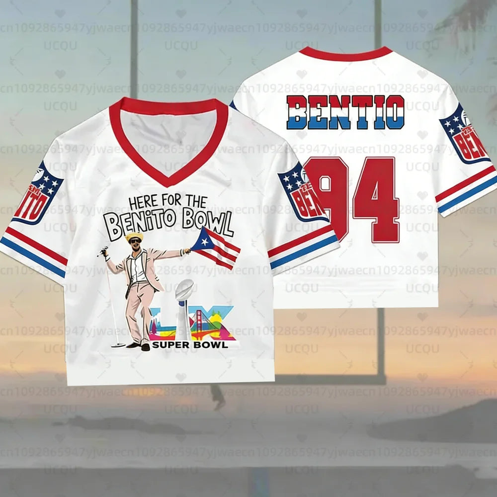 2026 New HalfTime Football Jersey the Show Gameday Football Concert T-shirt Puerto Rico Team Benito 94 Jersey Fans