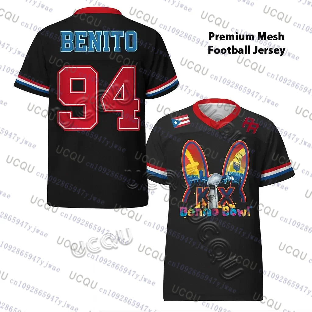 Puerto Rico Team Benito No.94 Football Jersey Bad B-unny Football Tshirt Summer Breathable Trendy Unisex Sportwear Men's Clothing