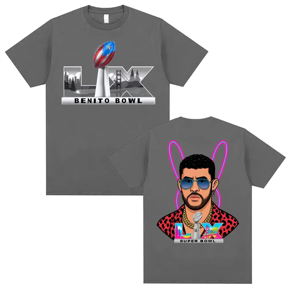 Bad Rabbit Super Bowl LIX Puerto Rico Pride Pattern Summer Men's Women's T-shirt Casual Loose Hip Hop Street Y2k Men's T-shirt