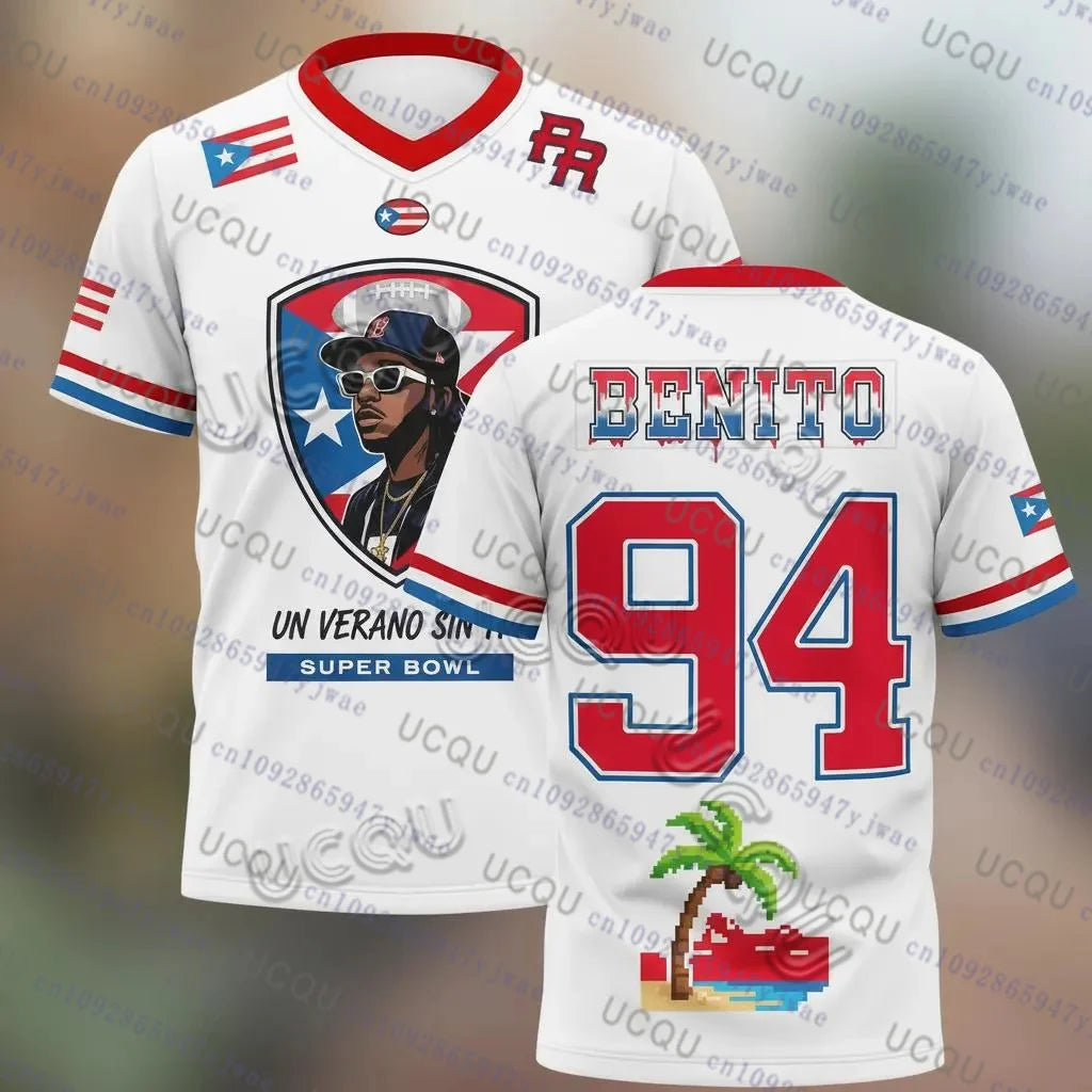 Puerto Rico Team Benito No.94 Football Jersey Bad B-unny Football Tshirt Summer Breathable Trendy Unisex Sportwear Men's Clothing
