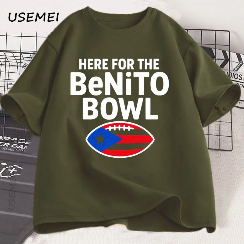 Here for The Benito Bowl T Shirt Puerto Rican Football Bad Bunny Tee Shirt Superbowl Halftime Graphic T Shirts Cotton Clothes
