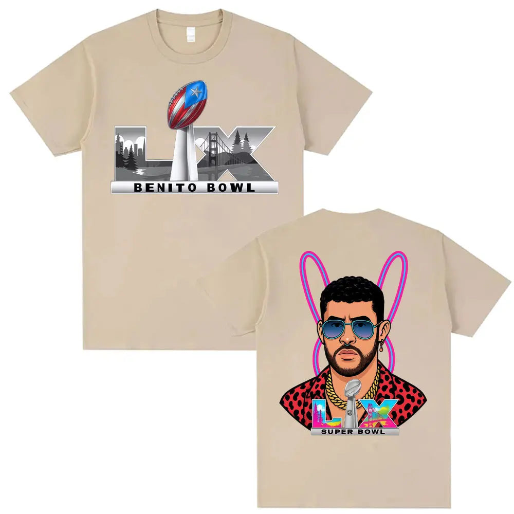 Bad Rabbit Super Bowl LIX Puerto Rico Pride Pattern Summer Men's Women's T-shirt Casual Loose Hip Hop Street Y2k Men's T-shirt