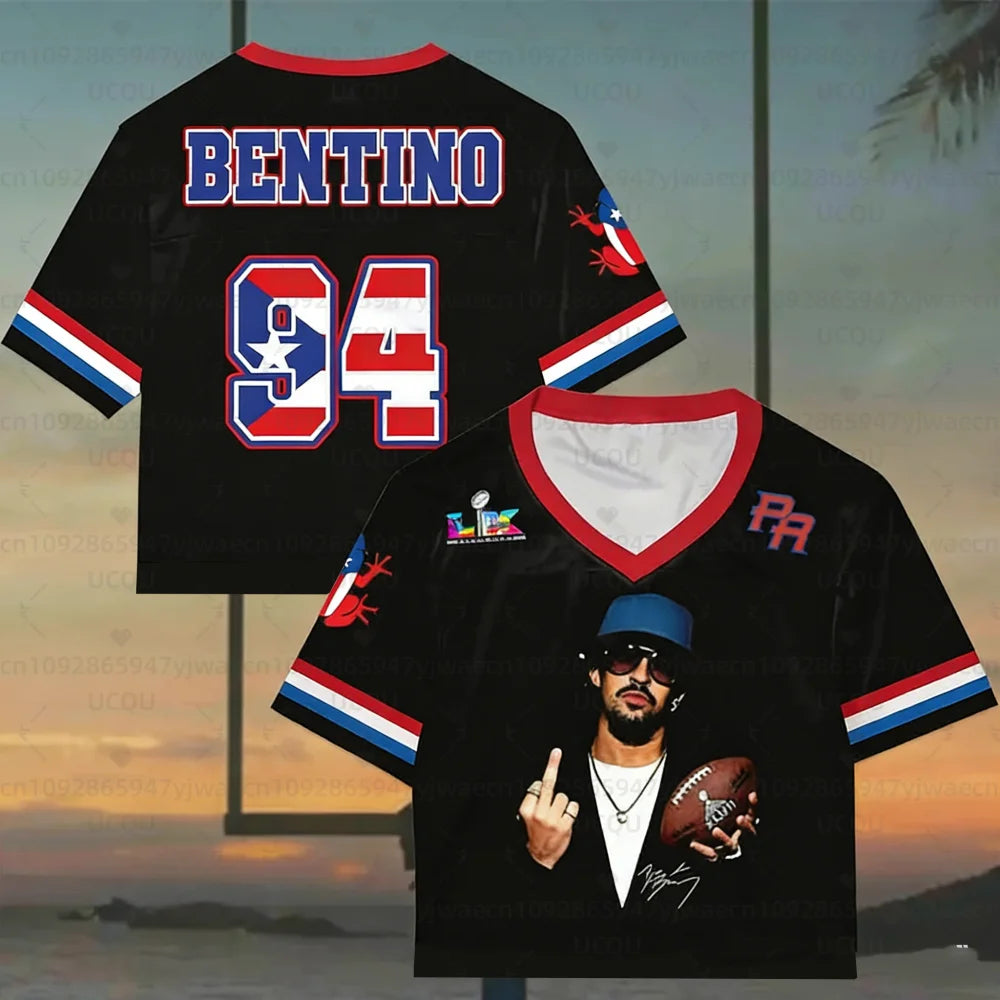 2026 New HalfTime Football Jersey the Show Gameday Football Concert T-shirt Puerto Rico Team Benito 94 Jersey Fans