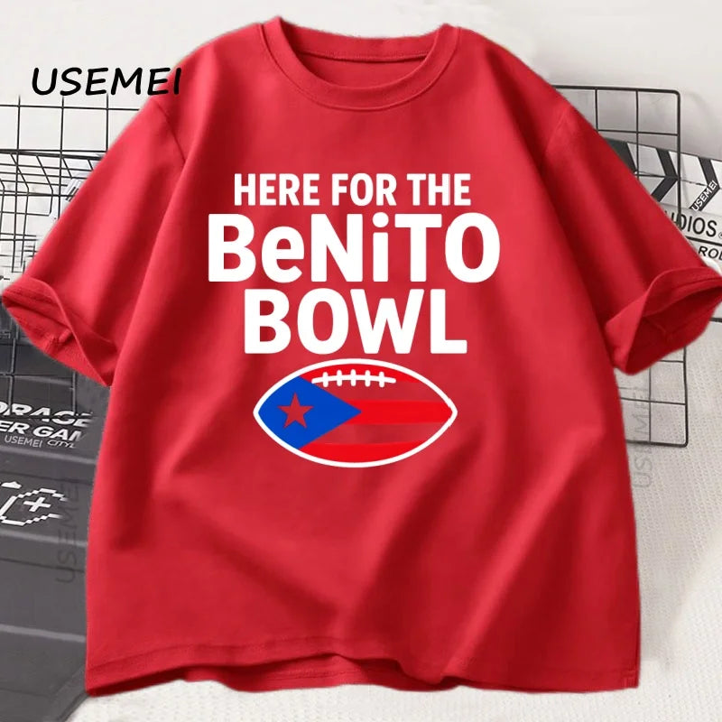 Here for The Benito Bowl T Shirt Puerto Rican Football Bad Bunny Tee Shirt Superbowl Halftime Graphic T Shirts Cotton Clothes