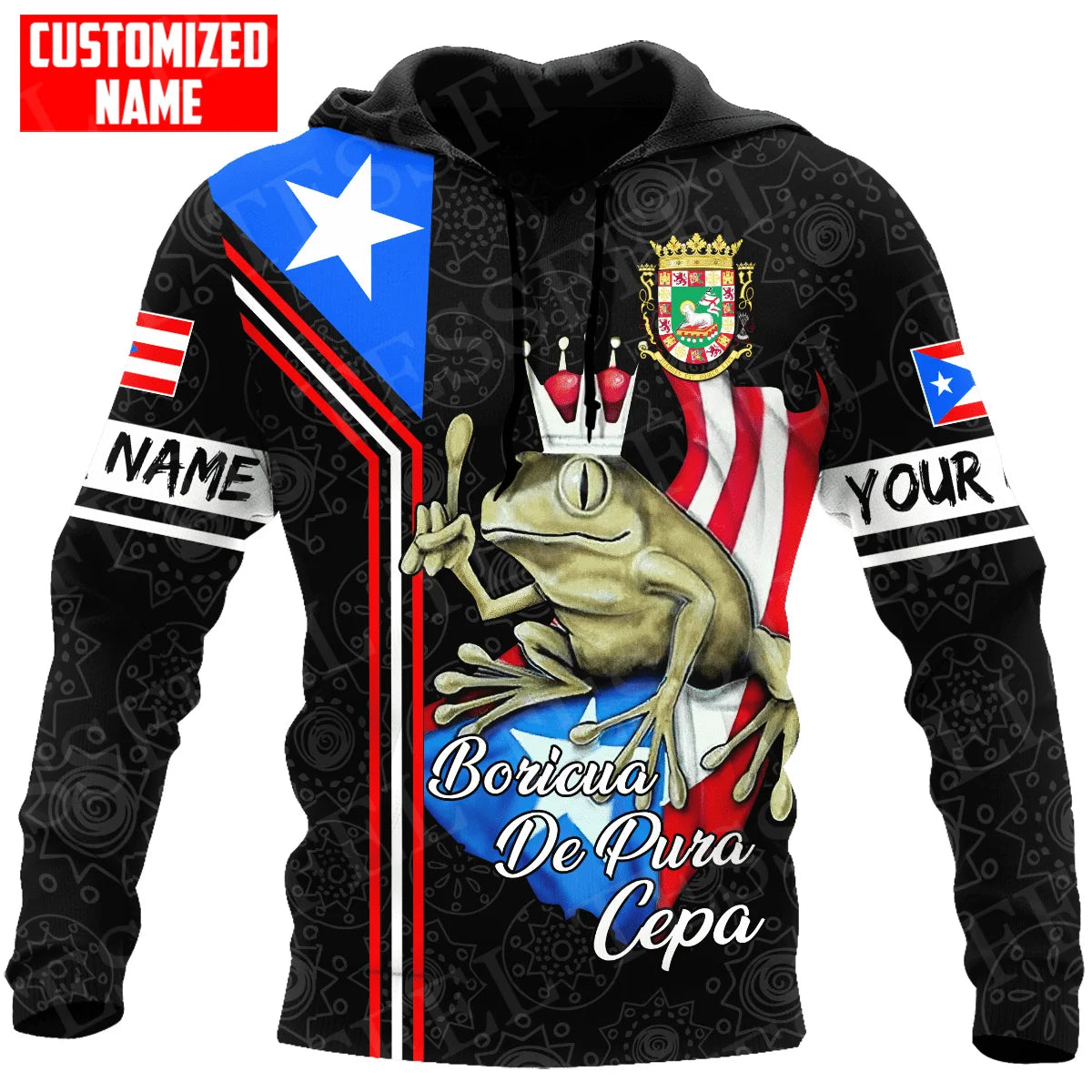 Custom Name Puerto Rico Boricua Borikén Tattoo Retro Tracksuit Vintage 3DPrint Harajuku Casual Funny Pullover Jacket Hoodies X23