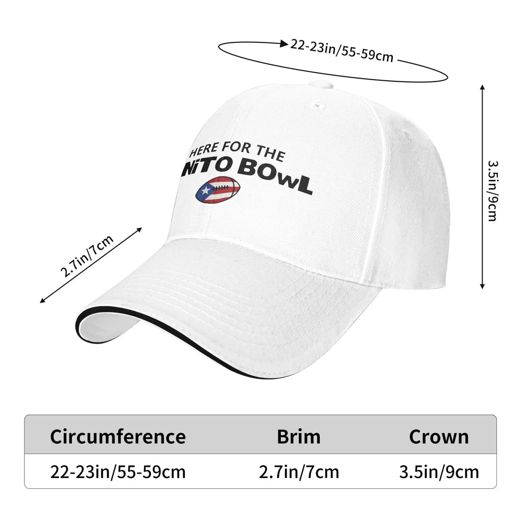 Men Here for the Benito Bowl Puerto Rico Football Sandwich Hat Baseball Cap Polyester Bad Bunny Sun Caps Adjustable Sun Caps