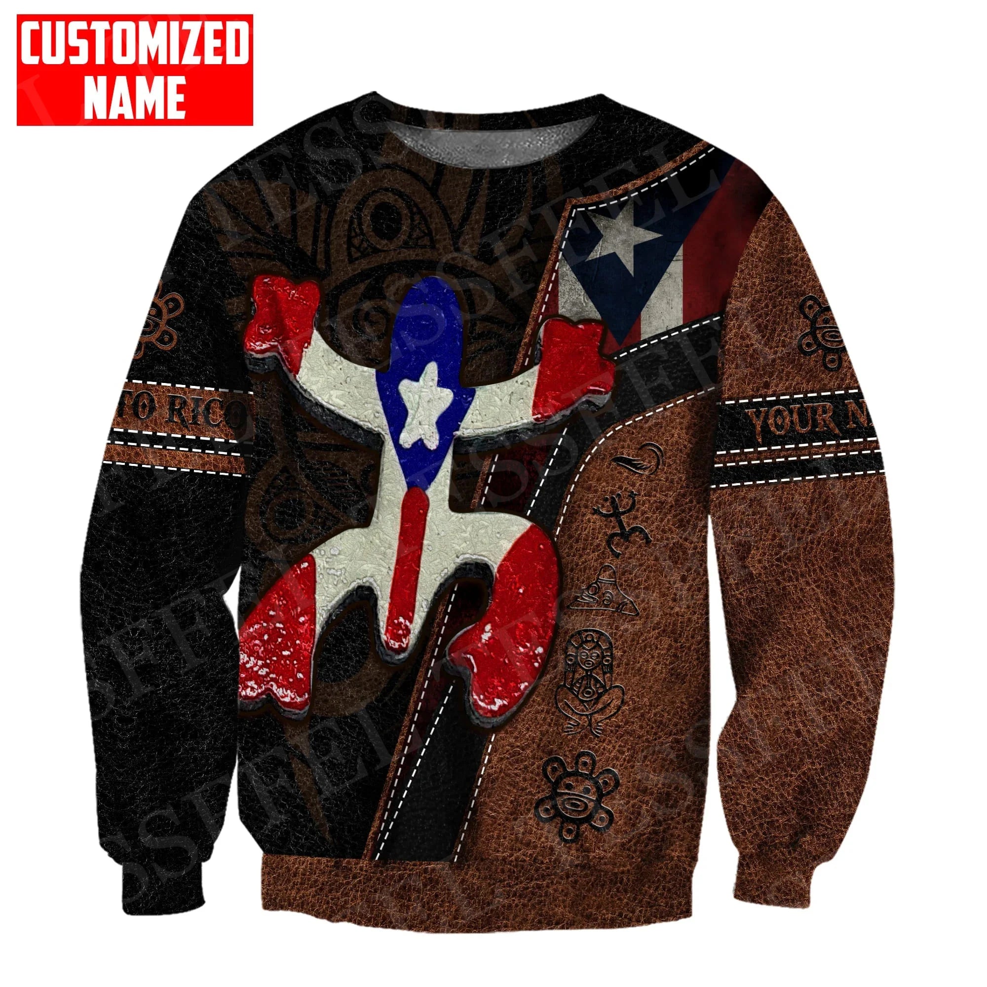 Custom Name Puerto Rico Boricua Borikén Tattoo Retro Tracksuit Vintage 3DPrint Harajuku Casual Funny Pullover Jacket Hoodies X25