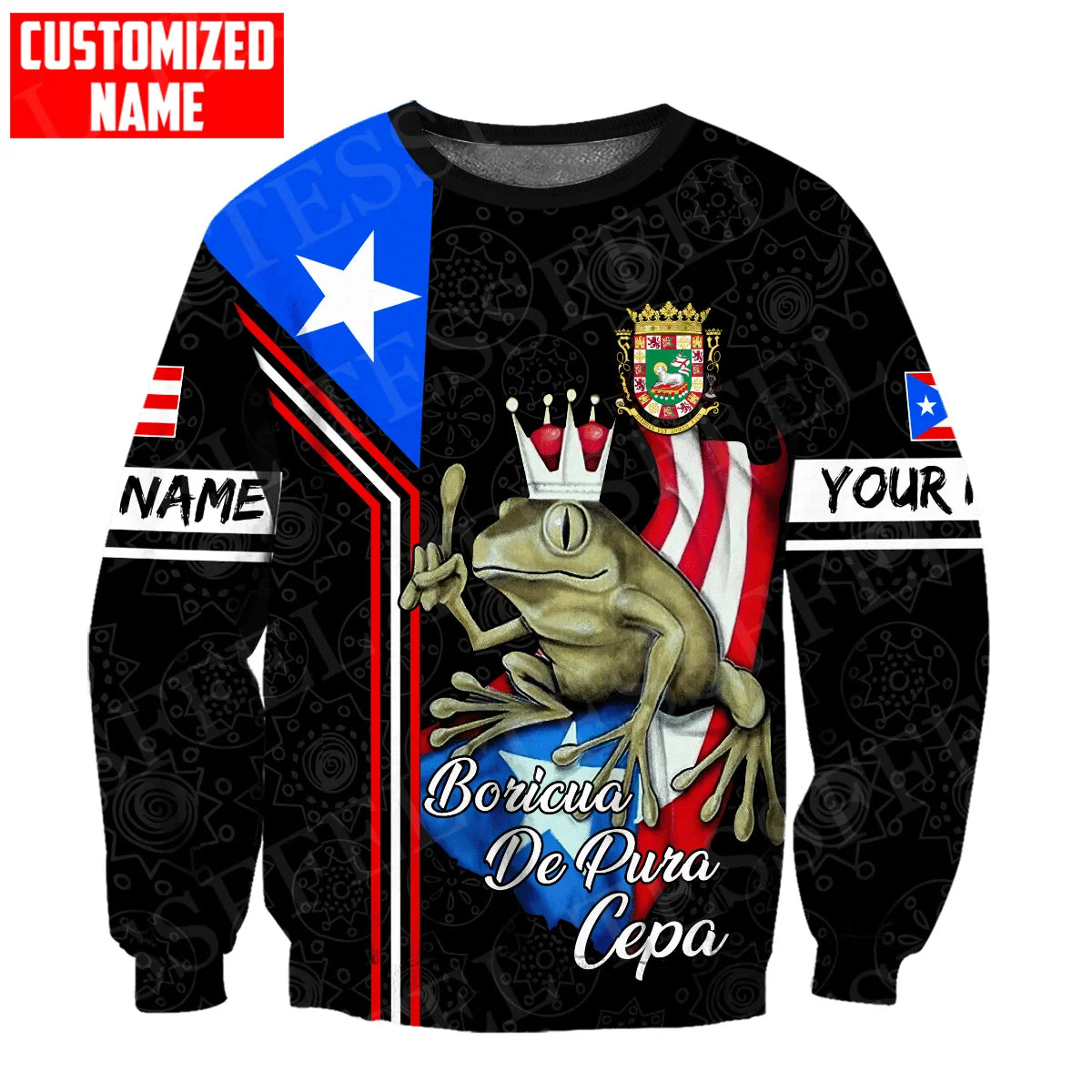 Custom Name Puerto Rico Boricua Borikén Tattoo Retro Tracksuit Vintage 3DPrint Harajuku Casual Funny Pullover Jacket Hoodies X23