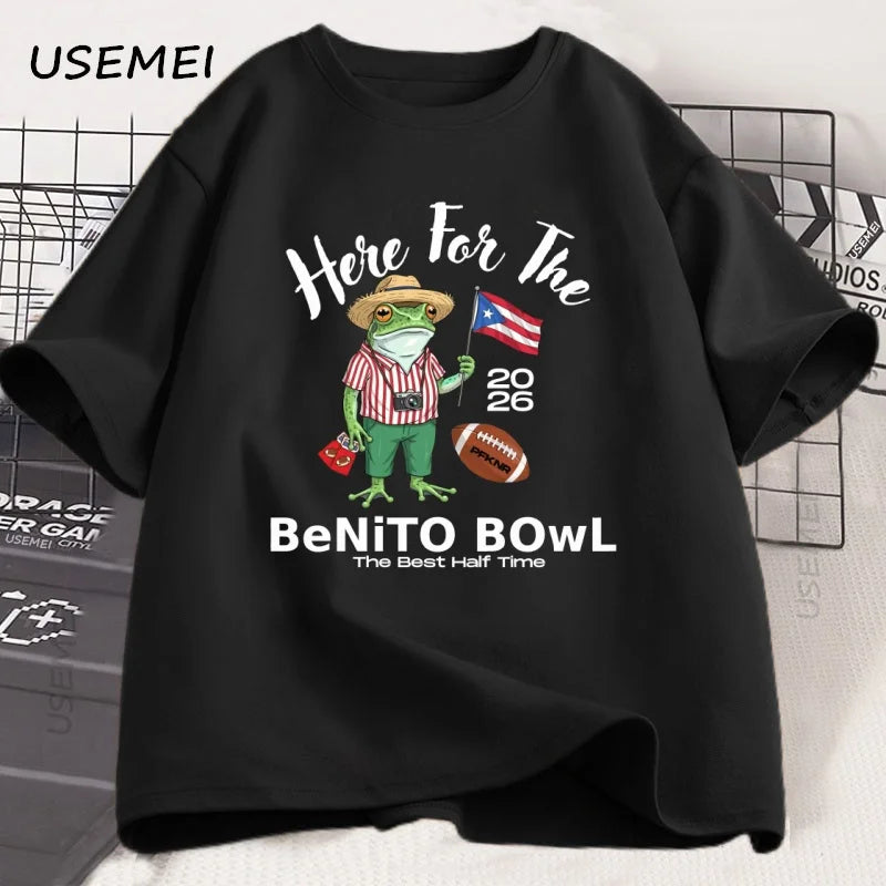Here for The Benito Bowl T Shirt Puerto Rican Football Tee Bad Bunny Super Bowl 2026 Top Halftime Fans T-Shirt Streetwear