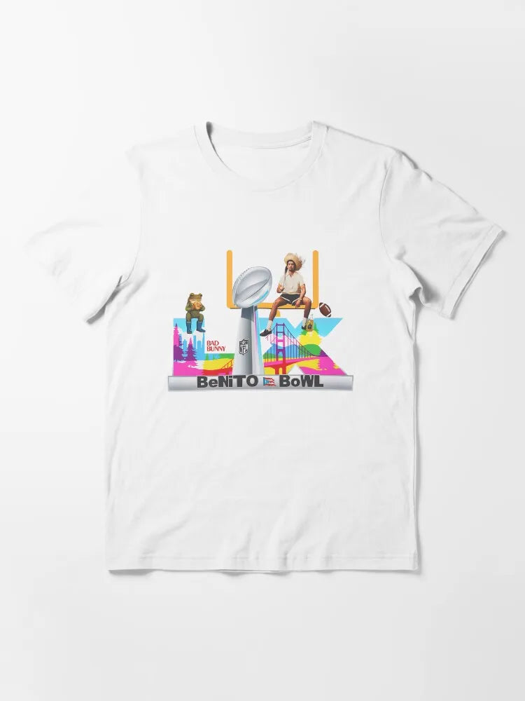 Benito Bowl Bad Bunny Puerto Rico Football Bad Bunny Football T-Shirt 2026 Summer Men's Women's Luxury Cotton Oversized T-shirt