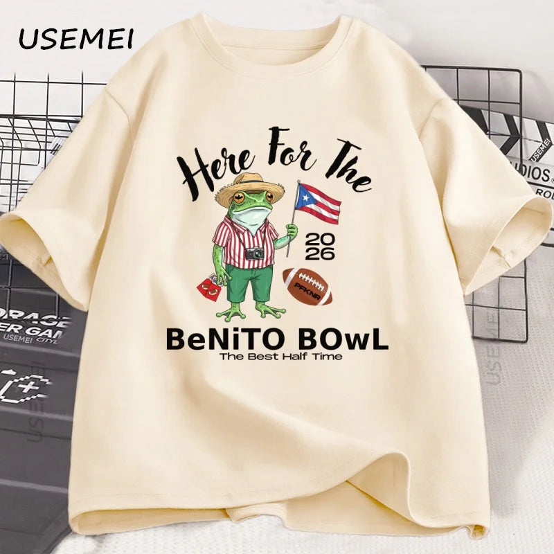 Here for The Benito Bowl T Shirt Puerto Rican Football Tee Bad Bunny Super Bowl 2026 Top Halftime Fans T-Shirt Streetwear