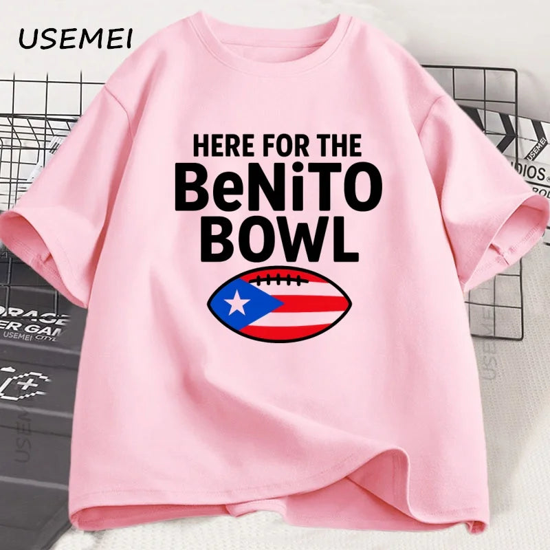 Here for The Benito Bowl T Shirt Puerto Rican Football Bad Bunny Tee Shirt Superbowl Halftime Graphic T Shirts Cotton Clothes