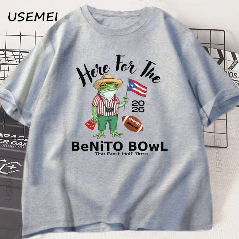 Here for The Benito Bowl T Shirt Puerto Rican Football Tee Bad Bunny Super Bowl 2026 Top Halftime Fans T-Shirt Streetwear