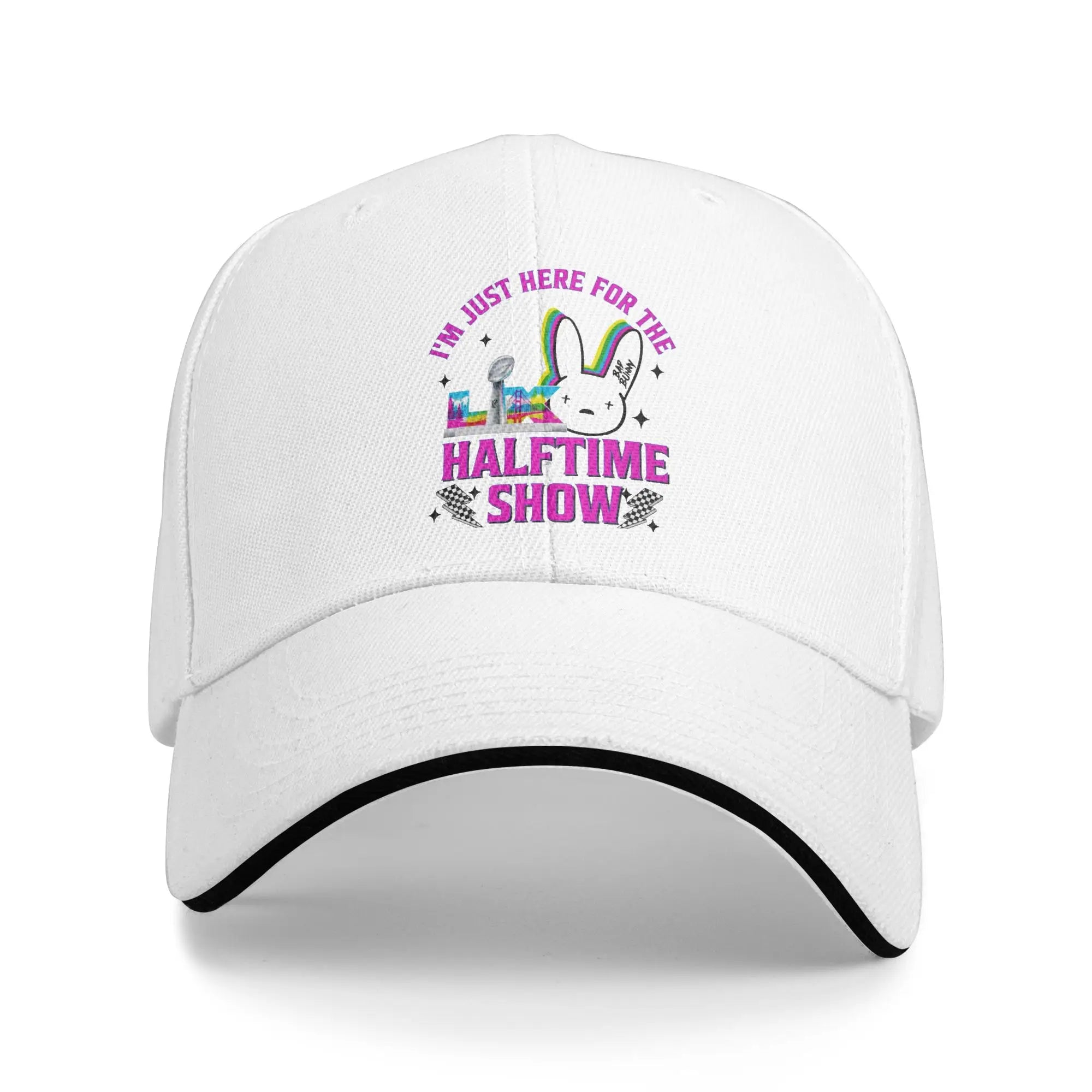 Men Here for the Benito Bowl Puerto Rico Football Sandwich Hat Baseball Cap Polyester Bad Bunny Sun Caps Adjustable Sun Caps