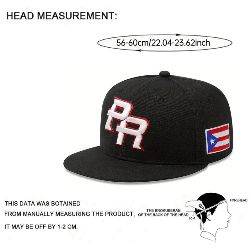 2025 Fashion and Creative New Flat Edge Hat PR Puerto Rico Side Flag Hip Hop Hat Outdoor Leisure Daily Sunshade Hat Baseball Hat
