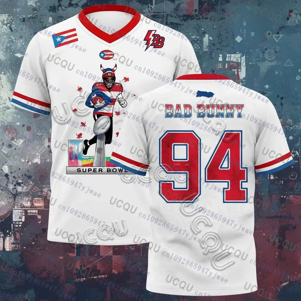 Puerto Rico Team Benito No.94 Football Jersey Bad B-unny Football Tshirt Summer Breathable Trendy Unisex Sportwear Men's Clothing