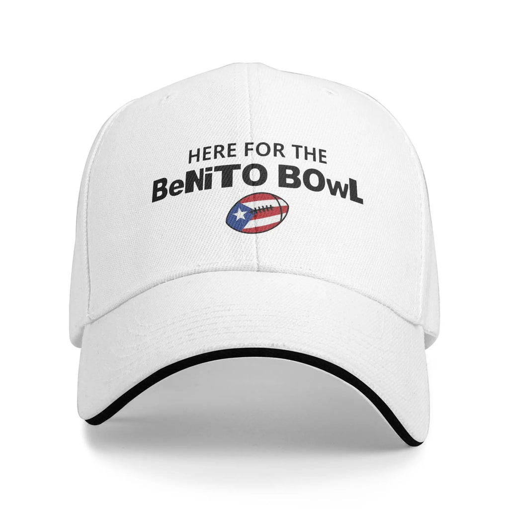 Men Here for the Benito Bowl Puerto Rico Football Sandwich Hat Baseball Cap Polyester Bad Bunny Sun Caps Adjustable Sun Caps