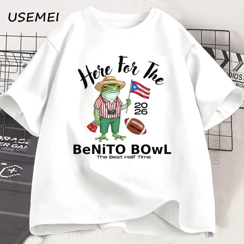 Here for The Benito Bowl T Shirt Puerto Rican Football Tee Bad Bunny Super Bowl 2026 Top Halftime Fans T-Shirt Streetwear