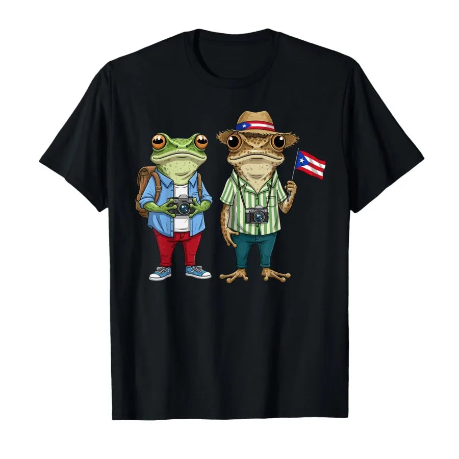 Más Fotos Puerto Rico Rican Flag Funny Sapo Concho Frog Meme T-shirt Men Women 100% Cotton T Shirts Short Sleeve Tops