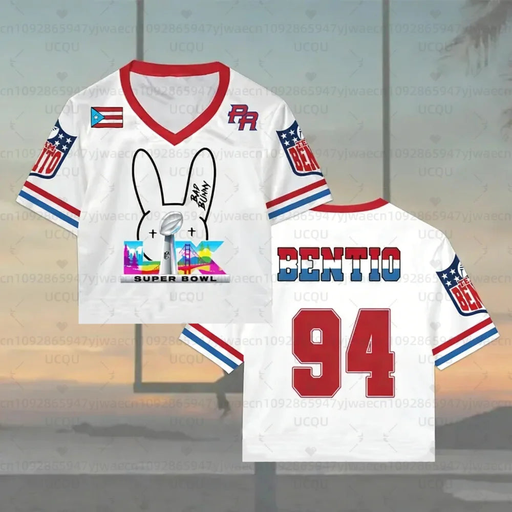 2026 New HalfTime Football Jersey the Show Gameday Football Concert T-shirt Puerto Rico Team Benito 94 Jersey Fans