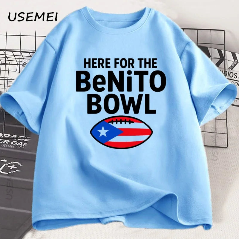 Here for The Benito Bowl T Shirt Puerto Rican Football Bad Bunny Tee Shirt Superbowl Halftime Graphic T Shirts Cotton Clothes