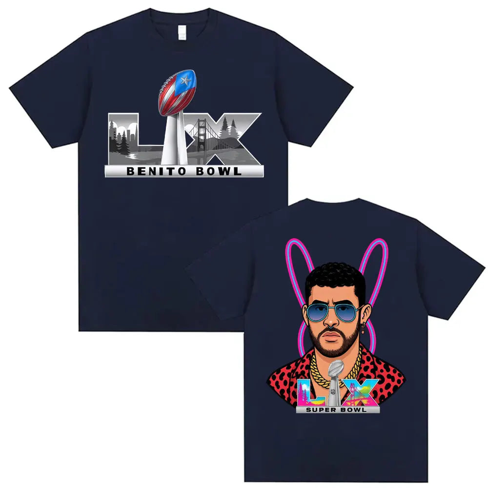 Bad Rabbit Super Bowl LIX Puerto Rico Pride Pattern Summer Men's Women's T-shirt Casual Loose Hip Hop Street Y2k Men's T-shirt