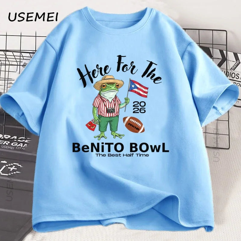 Here for The Benito Bowl T Shirt Puerto Rican Football Tee Bad Bunny Super Bowl 2026 Top Halftime Fans T-Shirt Streetwear