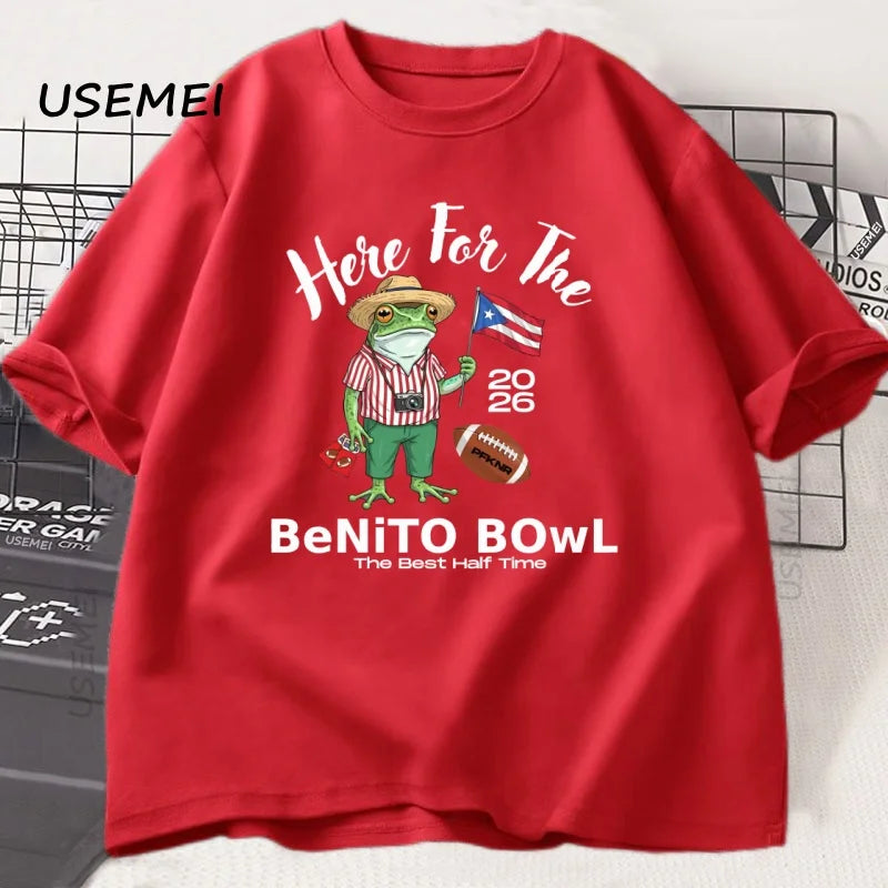 Here for The Benito Bowl T Shirt Puerto Rican Football Tee Bad Bunny Super Bowl 2026 Top Halftime Fans T-Shirt Streetwear