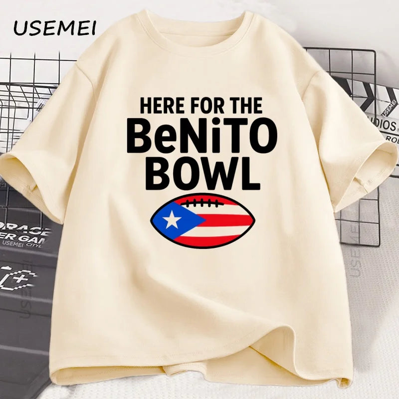 Here for The Benito Bowl T Shirt Puerto Rican Football Bad Bunny Tee Shirt Superbowl Halftime Graphic T Shirts Cotton Clothes