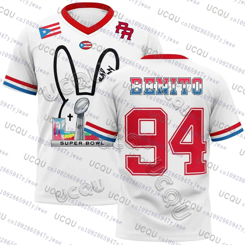 Puerto Rico Team Benito No.94 Football Jersey Bad B-unny Football Tshirt Summer Breathable Trendy Unisex Sportwear Men's Clothing