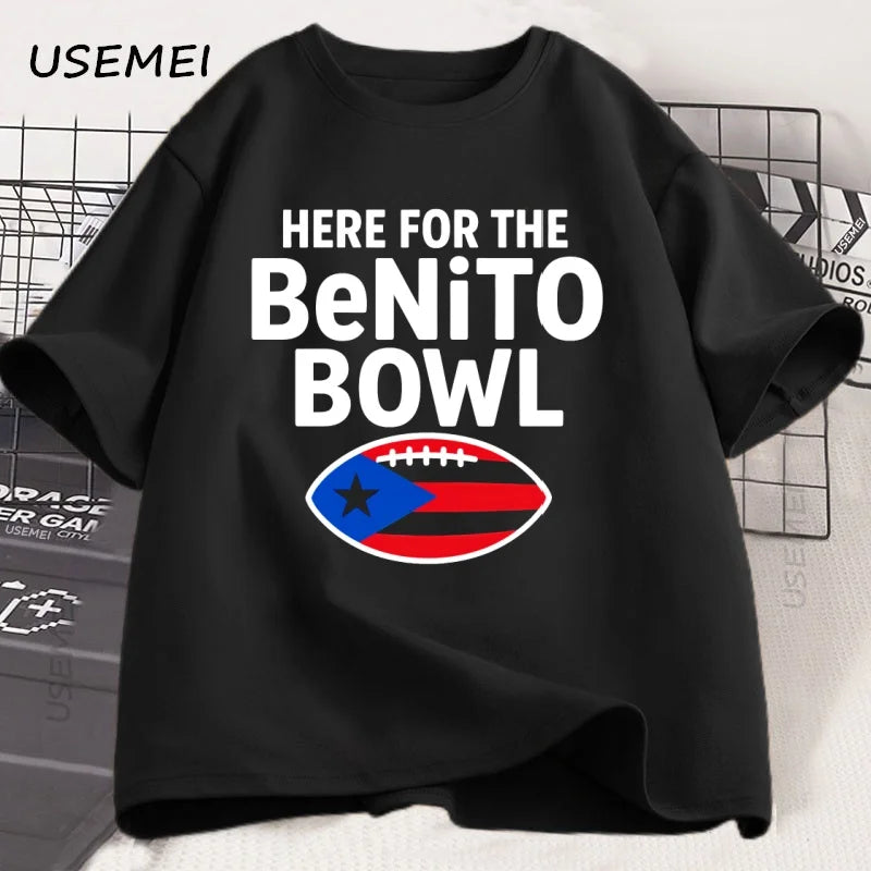 Here for The Benito Bowl T Shirt Puerto Rican Football Bad Bunny Tee Shirt Superbowl Halftime Graphic T Shirts Cotton Clothes