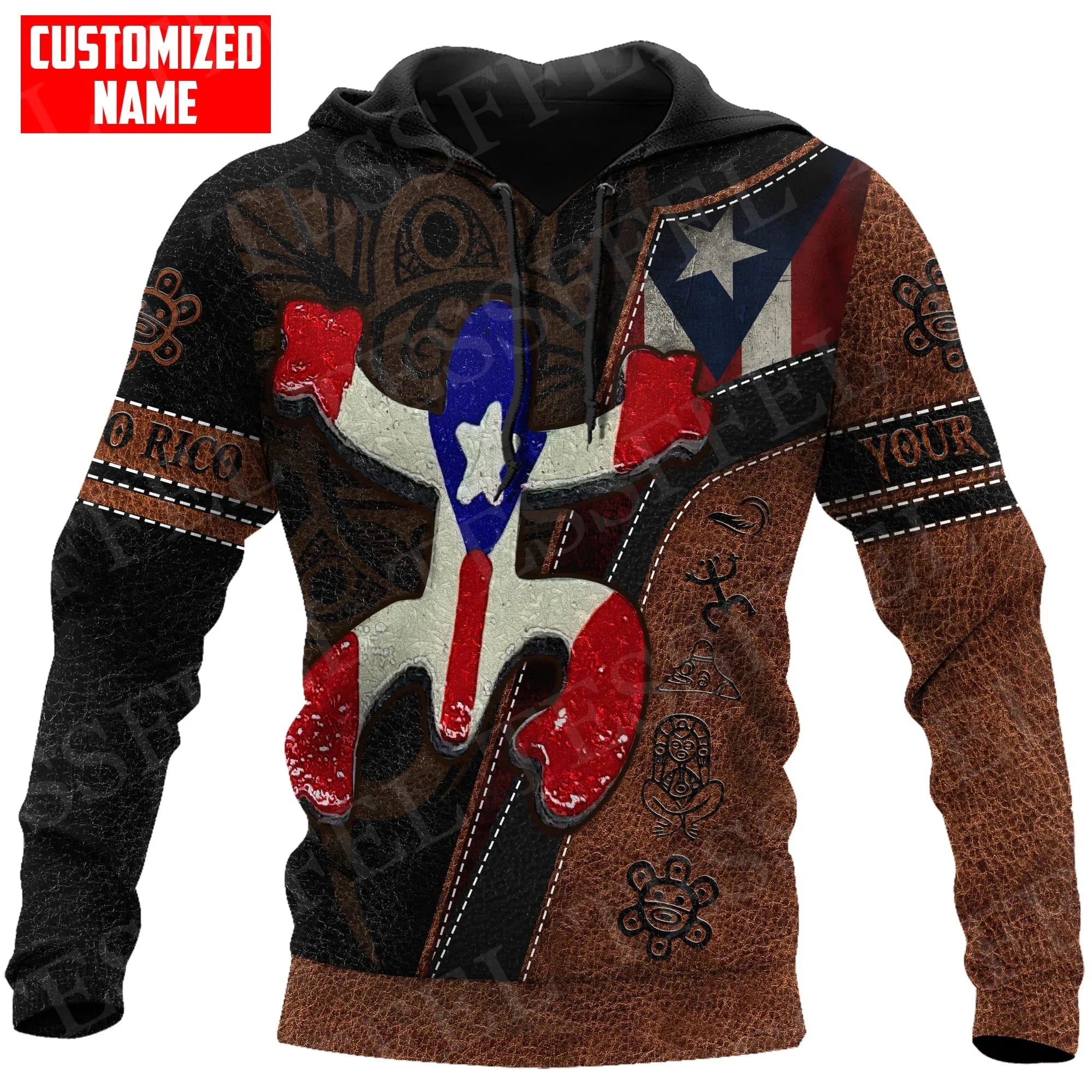 Custom Name Puerto Rico Boricua Borikén Tattoo Retro Tracksuit Vintage 3DPrint Harajuku Casual Funny Pullover Jacket Hoodies X25