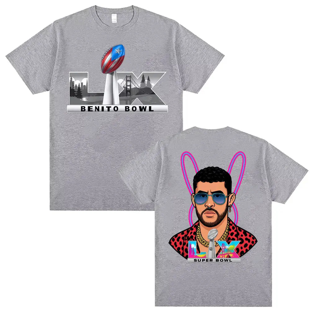 Bad Rabbit Super Bowl LIX Puerto Rico Pride Pattern Summer Men's Women's T-shirt Casual Loose Hip Hop Street Y2k Men's T-shirt