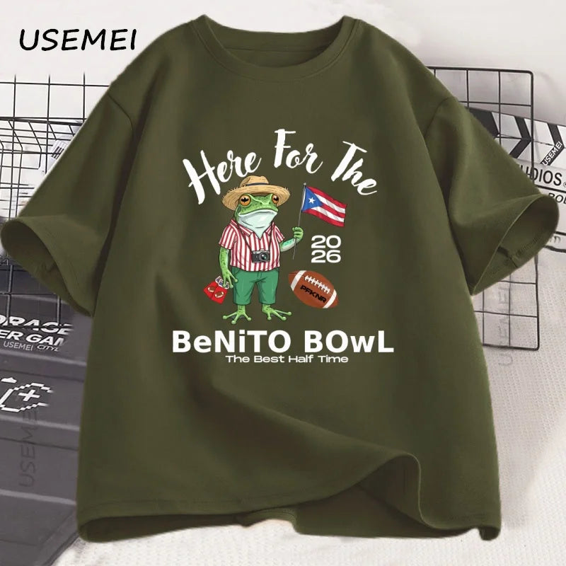 Here for The Benito Bowl T Shirt Puerto Rican Football Tee Bad Bunny Super Bowl 2026 Top Halftime Fans T-Shirt Streetwear