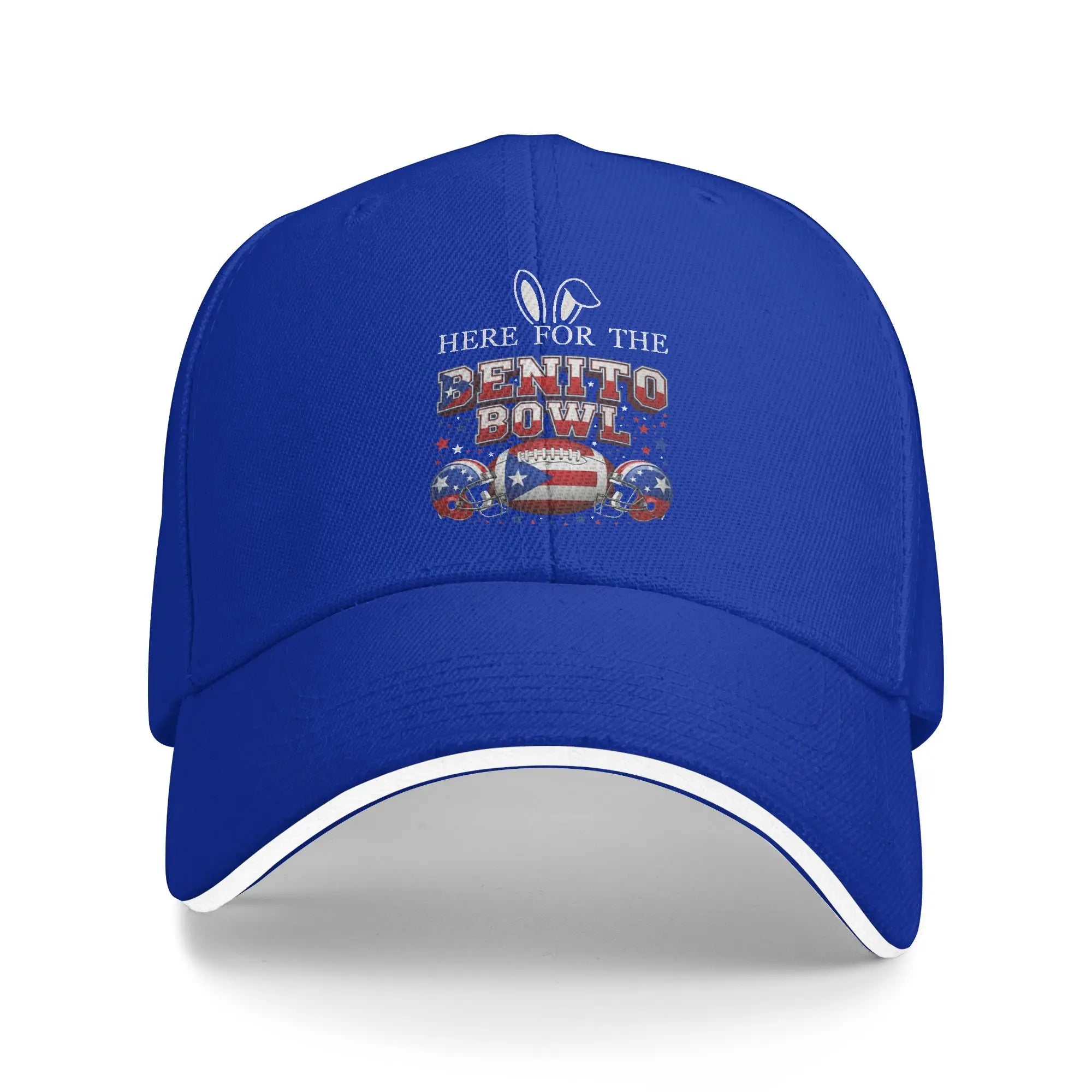 Men Here for the Benito Bowl Puerto Rico Football Sandwich Hat Baseball Cap Polyester Bad Bunny Sun Caps Adjustable Sun Caps