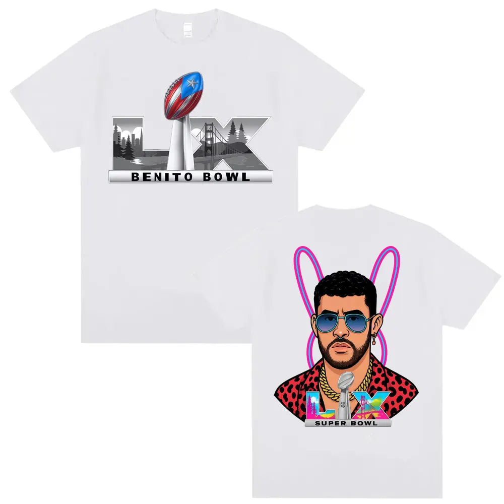 Bad Rabbit Super Bowl LIX Puerto Rico Pride Pattern Summer Men's Women's T-shirt Casual Loose Hip Hop Street Y2k Men's T-shirt
