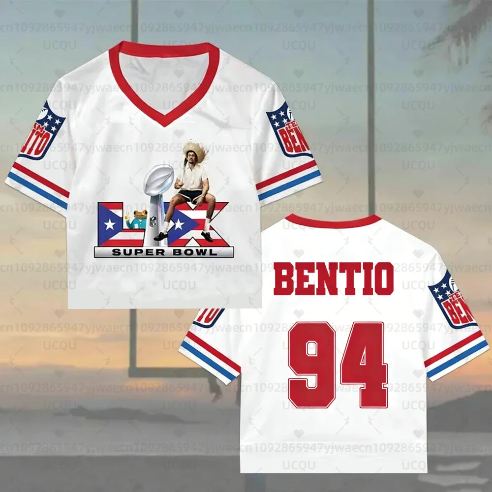 2026 New HalfTime Football Jersey the Show Gameday Football Concert T-shirt Puerto Rico Team Benito 94 Jersey Fans